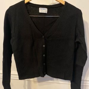 Long-Sleeve Cropped Rib-Knit Cardigan Sweater for Women